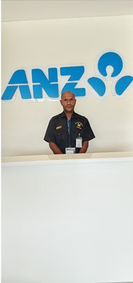 Wapco Security guards on duty - ANZ Bank Front Counter